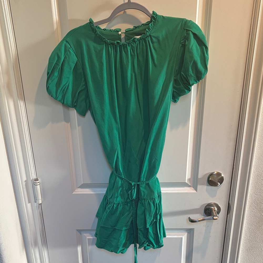NWOT English Factory Green Puff Sleeve Dress